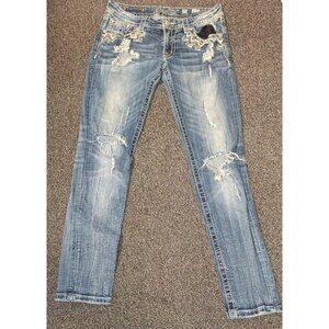 Miss Me Signature Skinny Jeans Womens 29x29 Distressed Embellished Flap Pocket
